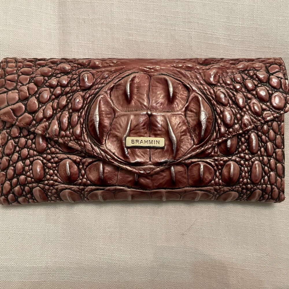 Brahmin Veronica TriFold Leather Wallet- Dusty Pink